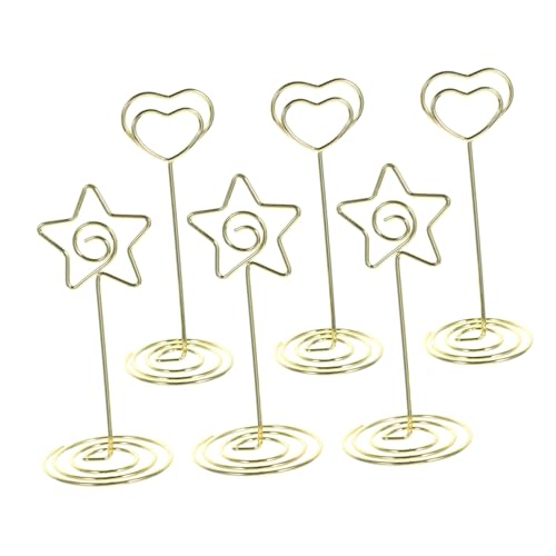 Happyyami 6 Stück Liebes-Visitenkartenhalter Tischkarten Hochzeit Kartenhalter platzieren Etiketten Gruß kartenclip karten clip Fotohalter Bildhalter für Tafelaufsätze Zinklegierung Golden von Happyyami