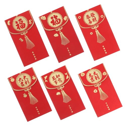 Happyyami 6 Stück Rotumschläge mit Glitzer Traditionelle Hong Bao Geldumschläge für Chinesische Neujahr und Hochzeiten Vielseitig Einsetzbar für Schmuck und Karten Happyyami 6 Stück Rotumschläge mit Glitzer Traditionelle Hong Bao Geldumschläge für Chinesische Neujahr und Hochzeiten Vielseitig Einsetzbar für Schmuck und Karten von Happyyami