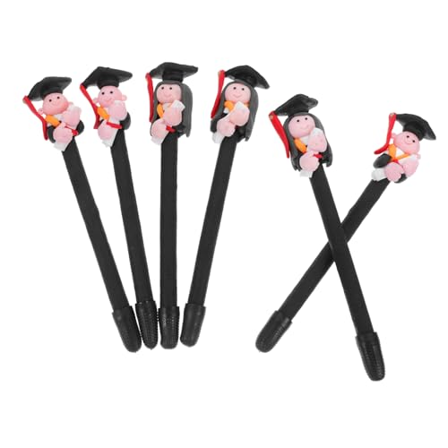 Happyyami 6 Stück Soft Ceramic Pen Doktorandenstudent Serie Studenten Mehrere Charakter-kugelschreiber -stift Abschlussstift Stifte Für Die Schule Schwarz Polymer-ton Zufällige Farbe von Happyyami