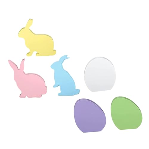 Happyyami 6 Stück Teiliges Holz Osterdeko Tiered Tray Dekoration Frühlings Deko für Ostern Tischdeko Rustikale Holzfiguren für Feiertagsfeiern von Happyyami
