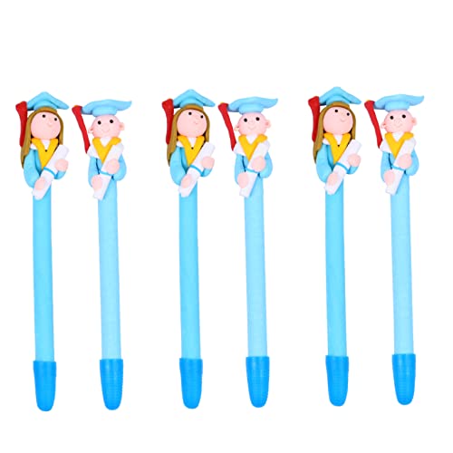 Happyyami 6 Stück Weicher Keramikstift Kugelschreiber mit Tinte Abschlussstift Stifte Masse neuartige -Stifte Briefpapier für Doktoranden Studentenpreis-Geschenkstift Polymer-Ton Blau von Happyyami