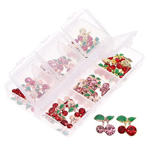 Happyyami 60 Stück Nail Art Strasssteine Kirsche Nail Charms für DIY Nagelkunst Glitzernde Dekorationen für Nägel für Kreative Maniküre und Bastelprojekte von Happyyami