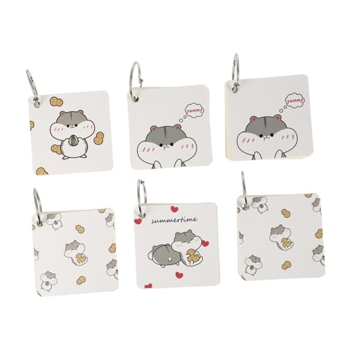 Happyyami 6Stücke Leeres Ring Notizbuch Tragbare Cartoon Notizkarten für Vokabeln für Schule und Büro mit Hochwertigem und Praktischem Design von Happyyami