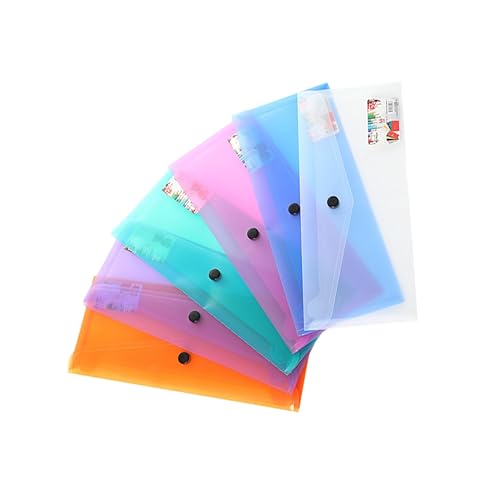 Happyyami 6Stücke Teiliges Aufbewahrungsbeutel Druckknopf Langlebige Dokumentenmappe für Schule und Büro Organisieren von Unterlagen Farbe Zufällig von Happyyami