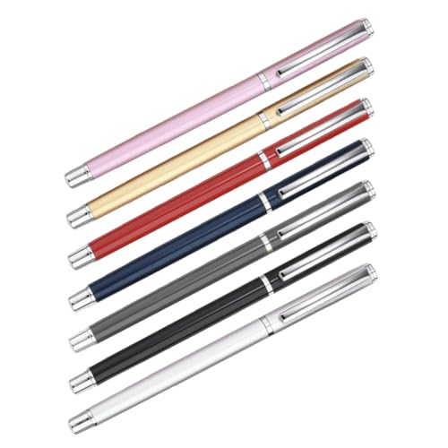 Happyyami 7 Stück Teiliges Tragbarer Schreibstifte Metall Kugelschreiber für Büro Studenten und Kreative Anwendungen Schwarz Blau Rot Gold Silber von Happyyami