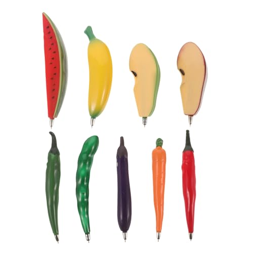 Happyyami 9 Stück Teiliges Frucht Design Kugelschreiber Lustige Gemüse Förmige Stifte für Schule und Büro für Studenten und Partys Paprika Wassermelone Banane und von Happyyami
