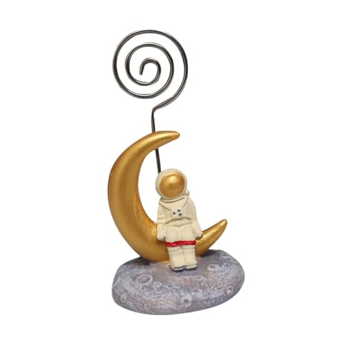 Happyyami Astronauten-Visitenkartenhalter Ordner-Organizer für den Schreibtisch Thema Halter für Fotoclips Foto-Memo-Halter Inhaber Büro kreativer Notizclip Menühalter Weiß von Happyyami