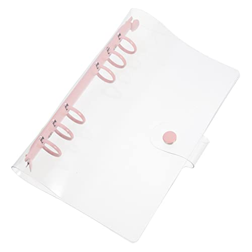 Happyyami Bindemappe mit sechs Löchern Knopfverschluss Hülse Pailletten-Scrapbook-Hülle nachfüllbares notizbuch sperren Notebooks ordner gehäuse 6 Ringbücher Desktop-Datei-Organizer PVC Rosa von Happyyami