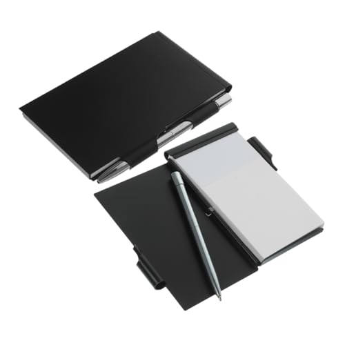 Happyyami Notizbuch aus Metallkarton Notizblock mit Stift Mini-Taschen-Notizblockhalter Kleines Notizbuch Taschennotizbuch mit Stift Taschennotenpad Aluminiumlegierung Black von Happyyami