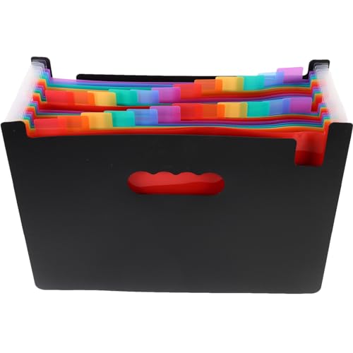 Happyyami Regenbogen-Akkordeontasche erweiterbarer Ordner Aufbewahrungsboxen für Akten Akkordeon Ordner multi dokumente organizer aktenorganizer Organisationsordner Akkordeonordner pp Black von Happyyami