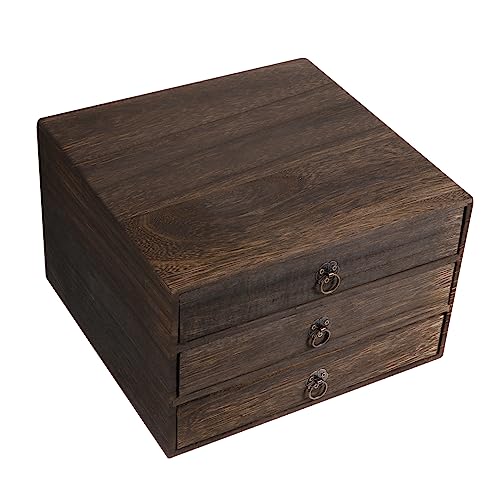 Happyyami Retro Holz Schubladenbox Stabiler Schreibtisch Organizer für Bürobedarf und Wohnaccessoires Praktische Aufbewahrungslösung für Tischutensilien und Dekoration Happyyami Retro Holz Schubladenbox Stabiler Schreibtisch Organizer für Bürobedarf und Wohnaccessoires Praktische Aufbewahrungslösung für Tischutensilien und Dekoration von Happyyami