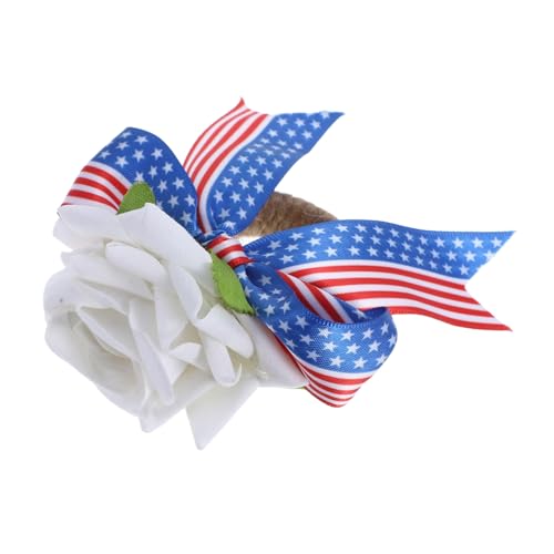 Happyyami Serviettenringhalter Unabhängigkeitstag Juteseil mit Künstlicher Dekorativer Serviettenverschluss für Patriotische Feiern und Festliche Anlässe von Happyyami