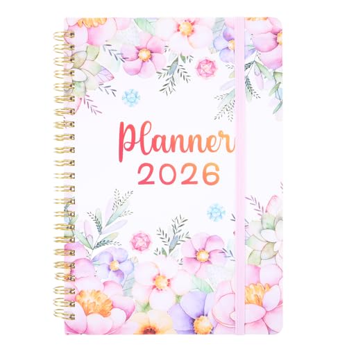 Happyyami Tagesplaner-Organizer: Wochenplanungsnotizbuch 2026 mit Spiralbindung – Ideal für Studenten und Berufstätige – A5-Notizblock mit 128 Seiten von Happyyami
