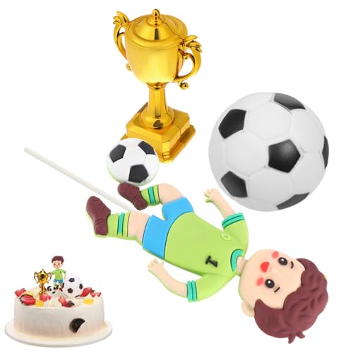 Happyyami Teiliges Fußball Dekorationsset Farbintensive Langlebige Fußball-motive Stabile Leichte Tortenaufsätze für Kindergeburtstag Müheloses Dekorieren Wiederverwendbar von Happyyami