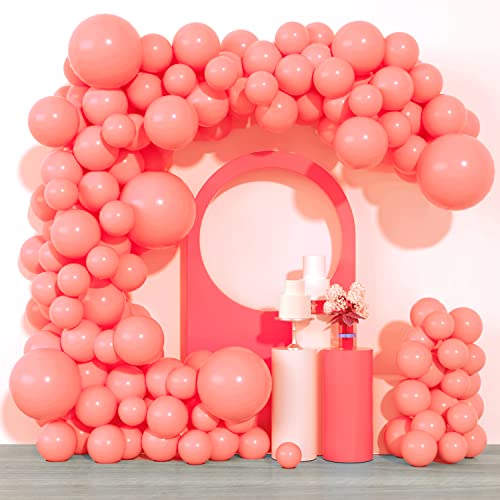 Coral Ballon Girlande Kit 105pcs Koralle Rote Ballons 5/10/12/18 Zoll Verschiedene Größen Pastell Rote Luftballons Bogen für Baby Dusche Hochzeit Geburtstag Party Dekorationen von Haptda