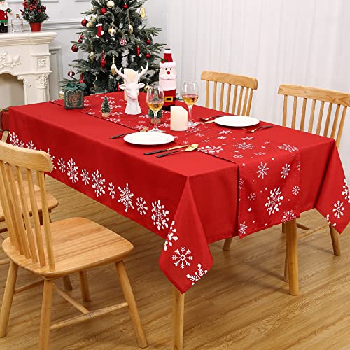 Hapterouse Tischdecke Weihnachten und Tischläufer Weihnachten Set Wasserdicht Faltenfreie Tischdecke mit Schneeflocken Muster Rechteck Tischdecke für Party Küche 137 x 178cm 33 x 178cm Rot Hapterouse Tischdecke Weihnachten und Tischläufer Weihnachten Set Wasserdicht Faltenfreie Tischdecke mit Schneeflocken Muster Rechteck Tischdecke für Party Küche 137 x 178cm 33 x 178cm Rot von Hapterouse