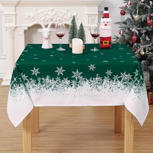Hapterouse Weihnachten Tischdecke Wasserabweisend Abwaschbare Tischdecke Schneeflocke Fleckschutz Tischtuch für Küche Esszimmer Tischdecke Weihnachtendeko Tischwäsche Christmas,Eckig 137x137cm,Grün Hapterouse Weihnachten Tischdecke Wasserabweisend Abwaschbare Tischdecke Schneeflocke Fleckschutz Tischtuch für Küche Esszimmer Tischdecke Weihnachtendeko Tischwäsche Christmas,Eckig 137x137cm,Grün von Hapterouse