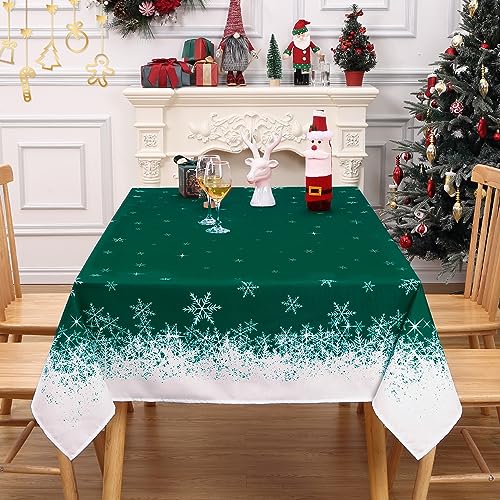 Hapterouse Weihnachten Tischdecke mit Schneeflocke Druck Polyester Tischdecke für Weihnachten Dekoration Abwaschbar Tischtuch Pflegeleicht Knitterfrei Tischdecke, Grün,Rechteckig 137x274cm Hapterouse Weihnachten Tischdecke mit Schneeflocke Druck Polyester Tischdecke für Weihnachten Dekoration Abwaschbar Tischtuch Pflegeleicht Knitterfrei Tischdecke, Grün,Rechteckig 137x274cm von Hapterouse