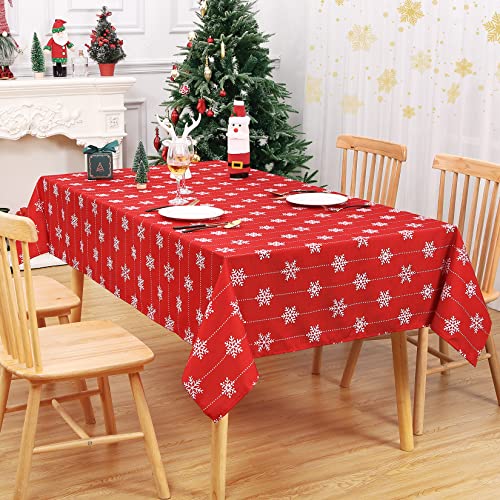 Hapterouse Weihnachts Tischdecke Tischdecke Abwaschbar Weihnachtstischdecken Wasserabweisend Rechteckig Tischdecke für Feiertag Weihnachten Party,138x 229cm/54 x 90 Zoll von Hapterouse