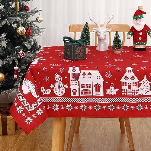 Hapterouse Weihnachtstischdecke Rot Tischdecken Abwaschbar 137 x 274cm Rechteckige wasserdichte Tischtuch aus Polyester mit Klassische Weihnachtsmuster für Party Winterurlaub Weihnachtsdekoration Hapterouse Weihnachtstischdecke Rot Tischdecken Abwaschbar 137 x 274cm Rechteckige wasserdichte Tischtuch aus Polyester mit Klassische Weihnachtsmuster für Party Winterurlaub Weihnachtsdekoration von Hapterouse