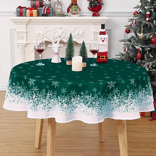 Rund Tischdecke Weihnachten Dekoration für Esszimmer Schneeflocke Tischtuch Wasserabweisend Tischwäsche abwischbar Tischdecke abwaschbare Tischedeke für Küche,Grün Rund,152cm Rund Tischdecke Weihnachten Dekoration für Esszimmer Schneeflocke Tischtuch Wasserabweisend Tischwäsche abwischbar Tischdecke abwaschbare Tischedeke für Küche,Grün Rund,152cm von Hapterouse