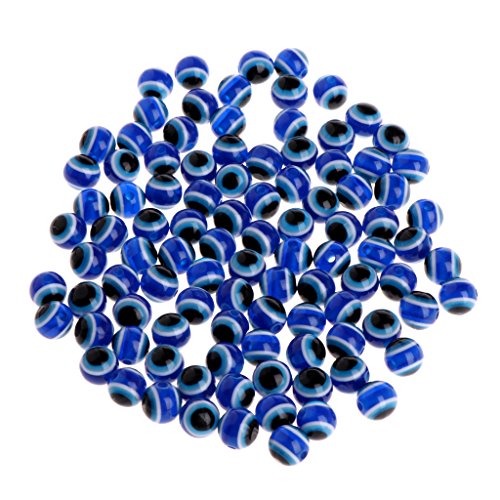 Haptian Runde Böse Auge Charme Perlen 8 mm für Mode Schmuck DIY Armband (Blau-Lochgröße: 1,5 mm-100 Stück) von Haptian