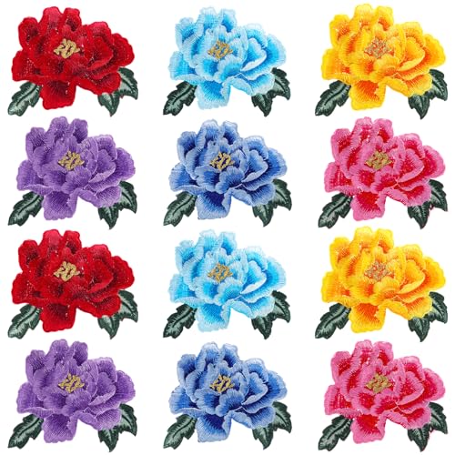 Haptufer 12 Polyester-Blumen-Bügelbilder zum Selbermachen - Enthält: 6 Patch-Farben, jeweils 2 Stück von Haptufer