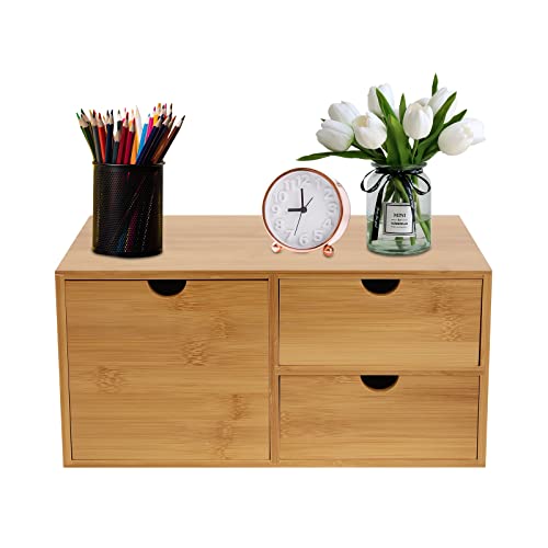 HarBin-Star - Schreibtisch-Organizer aus Bambus, Schubladenbox Bambus, Aufgeräumter Desktop für Büro, Zuhause, Holz-Organizer mit Schubladen, Stationärer Organizer, 3 Schubladen HarBin-Star - Schreibtisch-Organizer aus Bambus, Schubladenbox Bambus, Aufgeräumter Desktop für Büro, Zuhause, Holz-Organizer mit Schubladen, Stationärer Organizer, 3 Schubladen von HarBin-Star