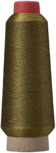 3200 m Metallic-Stickgarn, dunkelgoldenes Glitzer-Polyester-Nähgarn für Nähmaschine, Kreuzstich von HarParBar