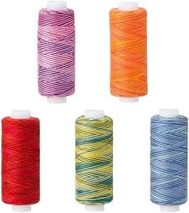 5 Rollen 274 m Farbverlaufs-Polyester-Nähgarn. Stickgarn für Nähen, Knüpfen und Basteln von HarParBar