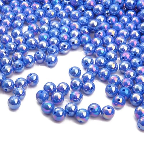 Perlen für Schmuckherstellung, runde Acrylperlen, dunkelblau, AB-Farben, lose Blasen-Abstandshalter mit Loch, 6 mm Perlen zum Basteln, 1000 Stück von HarParBar