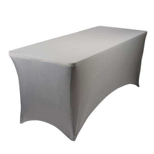 Harbour Housewares Rechteckige Spandex-Tischdecke - 6ft (180cm) - Grau - 1x Elastisch Dehnbar Draußen Garten Falten Anzeige Party Essen Gestell Tisch Tuch Abdeckung mit Stretch von Harbour Housewares