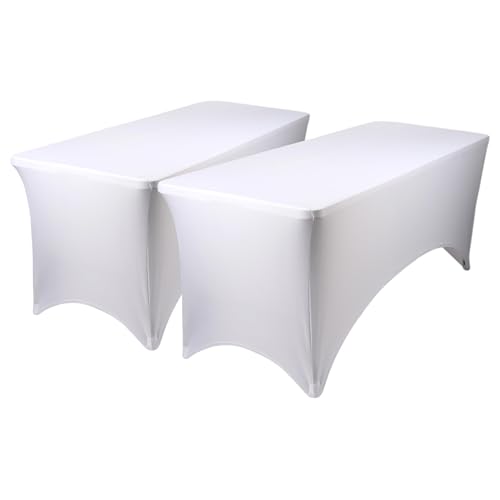 Harbour Housewares Rechteckige Spandex-Tischdecken - 6ft (180cm) - Weiß - 2x Elastisch Dehnbar Draußen Garten Falten Anzeige Party Essen Gestell Tisch Tuch Abdeckung mit Stretch von Harbour Housewares