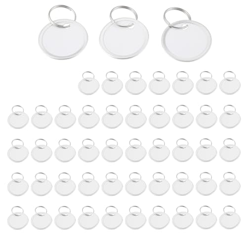 Harewtwy Metall AnhäNger SchlüSsel AnhäNger Runde Papier AnhäNger mit Metall Ringen für Auto SchlüSsel und TüR SchlüSsel (50 StüCk) von Harewtwy