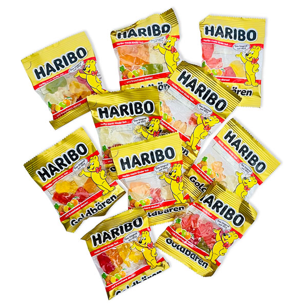 Haribo Goldbären Mini 10er Pack, kleine Tütchen Gummibärchen, 100g Fruchtgummi von Haribo