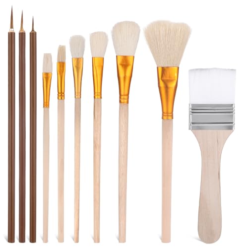 10 Stück Glasurpinsel Keramik, Keramik Pinsel, Glasur Pinsel Keramik, Fächerpinsel Keramik, Keramikpinsel, Pinsel für Keramik Bemalen, Pinsel Keramik Bemalen für Töpferei Kunstpinsel von Hariendny