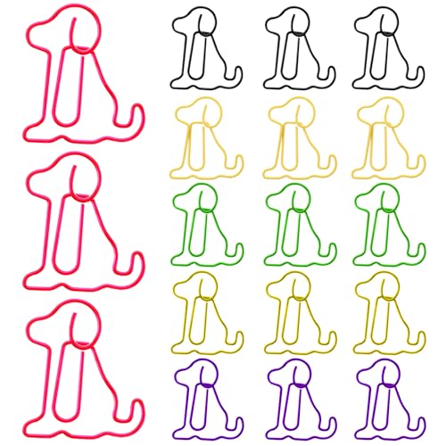 Süße Büroklammern, 100 Stück Niedliche Hund Büroklammern, Bunte Tier-Lesezeichen-Clips, Lustige Bürogeschenke, schöne 6 Farben, Kreative Metall Büroklammern Deko von Hariendny