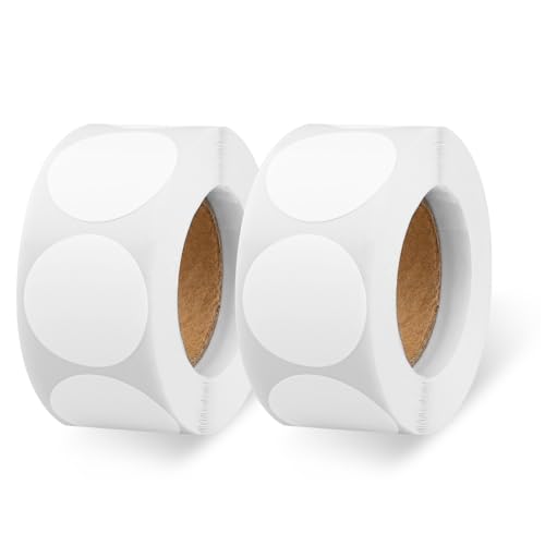 1000 Stk 25mm Runde Aufkleber Stickers, Kreisaufkleber, 2 Klebepunkte auf Rolle, Kleine Klebepunkte Weiß für Kalende Planer(White) von Hariendny