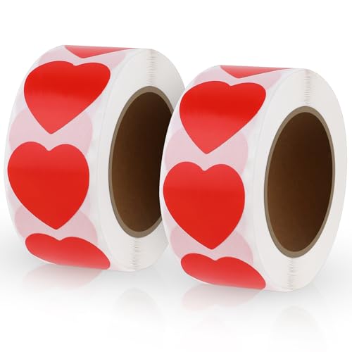 1000 Stück Rot Herz Aufkleber, Selbstklebende Herzform Sticker für Umschlag, Hochzeit, Valentinstag, Geschenkverpackung, Lesezeichen (2.5 x 2.5 cm) von Hariendny