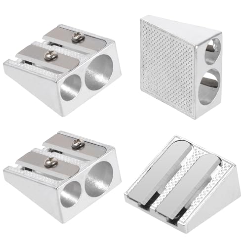 12 Stück Metall 2 Loch Bleistiftspitzer aus Magnesium Doppelspitzer Doppelklinge Bleistiftspitzer Handheld Metall Bleistiftspitzer für Familie Schule Büro von Hariendny