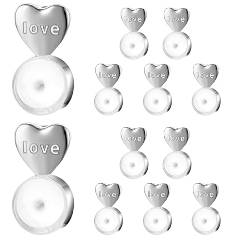 12 Stück Ohrring Verschlüsse für Schwere Ohrringe Ohrringheber Ohrringlifter Damen Ohrring Heber Ohrläppchen Herz Ohrringaufzüge Weiche herzförmig Ohrmuschelheber Earring Lifters 12 Stück Ohrring Verschlüsse für Schwere Ohrringe Ohrringheber Ohrringlifter Damen Ohrring Heber Ohrläppchen Herz Ohrringaufzüge Weiche herzförmig Ohrmuschelheber Earring Lifters von Hariendny