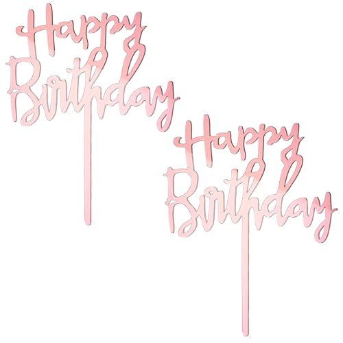 2 Stück Happy Birthday Cake Topper, Kuchendeko Geburtstag, Party Deco, Tortenstecker für Geburstagstorte, Geburtstagszubehör 13.2 x 13cm(Rosé Gold) von Hariendny