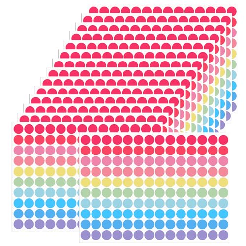 2100 Stück Bunt Klebepunkte, 19mm Runde Punktaufkleber Etiketten Markierungspunkte Selbstklebende Dot-Aufkleber - 10 Farben von Hariendny