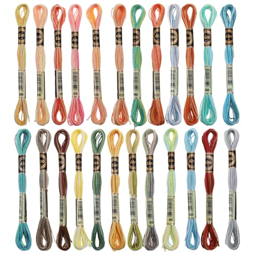 24 Stück Stickgarn Kreuzstich Fäden Embroidery Floss Multifarben Stickerei Embroidery Threads Regenbogenfarbe Farbverlauf Handstickerei Baumwollfaden für Handstickerei Kreuzstich Schnur Kunst 24 Stück Stickgarn Kreuzstich Fäden Embroidery Floss Multifarben Stickerei Embroidery Threads Regenbogenfarbe Farbverlauf Handstickerei Baumwollfaden für Handstickerei Kreuzstich Schnur Kunst von Hariendny