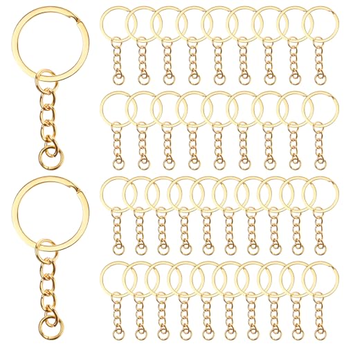 40 Stück Schlüsselring mit Kette Gold Schlüsselringe mit Spaltringe für DIY-Schmuckzubehör Schlüssel Kleine Puppe von Hariendny