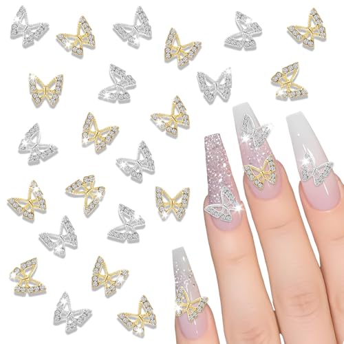 40 Stück Nail Charms, 3D Bogen Nail Art Dekoration, Gold und Silber Bogen Nail Charms, Niedlich Schleife Nail Art Charms, Nageldesign Leuchtende, Schmetterlinge Nagel Zubehör 40 Stück Nail Charms, 3D Bogen Nail Art Dekoration, Gold und Silber Bogen Nail Charms, Niedlich Schleife Nail Art Charms, Nageldesign Leuchtende, Schmetterlinge Nagel Zubehör von Hariendny