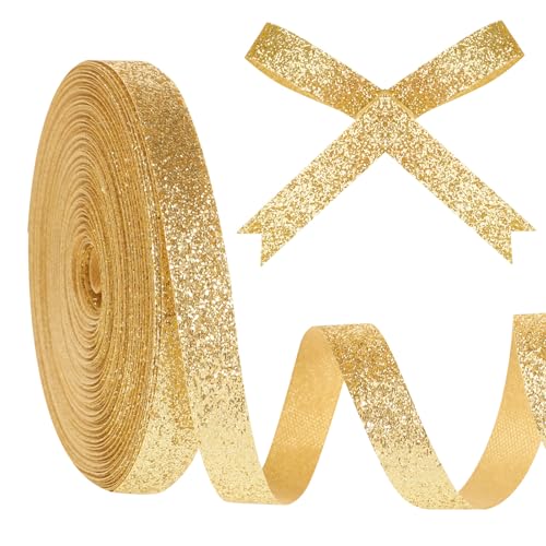 45,7 m goldenes Glitzerband, 0,9 cm goldfarbene Schnittkante, Weihnachtsbänder, glitzernde Bandgirlande, Geschenkverpackungen für Bastelarbeiten, Ornamente, Dekoration, Weihnachtsbaumschmuck 45,7 m goldenes Glitzerband, 0,9 cm goldfarbene Schnittkante, Weihnachtsbänder, glitzernde Bandgirlande, Geschenkverpackungen für Bastelarbeiten, Ornamente, Dekoration, Weihnachtsbaumschmuck von Hariendny