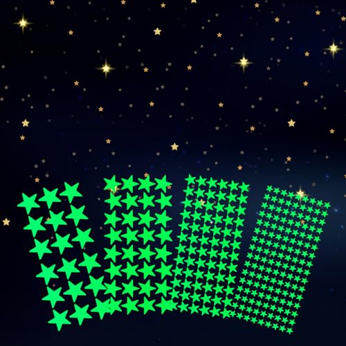 554 Stück Leuchtsterne Wandsticker Selbstklebende Leuchtende Sterne Sternenhimmel Aufkleber Dunkles Leuchten Fluoreszierende Sternenhimmel für Decke und Wand Dekorieren von Hariendny