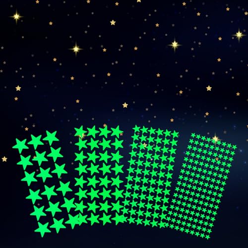 554 Stück Leuchtsterne Wandsticker Selbstklebende Leuchtende Sterne Sternenhimmel Aufkleber Dunkles Leuchten Fluoreszierende Sternenhimmel für Decke und Wand Dekorieren von Hariendny