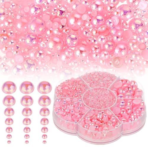 5600 Stück Halbrunde Perlen zum Basteln, 7 Größen Nagelperlen, Flache Kunstperlen, Rosa Flache Perlen, Edelsteine, Lose Kunstperlen, Edelsteine zum Dekorieren von Nägeln, Gesichtsbechern 5600 Stück Halbrunde Perlen zum Basteln, 7 Größen Nagelperlen, Flache Kunstperlen, Rosa Flache Perlen, Edelsteine, Lose Kunstperlen, Edelsteine zum Dekorieren von Nägeln, Gesichtsbechern von Hariendny